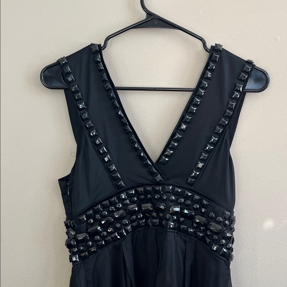 Bebe black silk sleeveless dress with beading small - Picture 10 of 16
